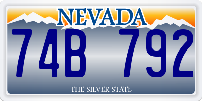 NV license plate 74B792