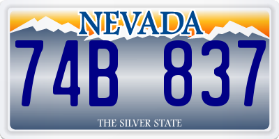 NV license plate 74B837