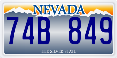 NV license plate 74B849
