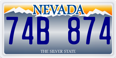 NV license plate 74B874