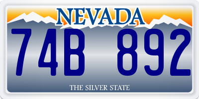 NV license plate 74B892