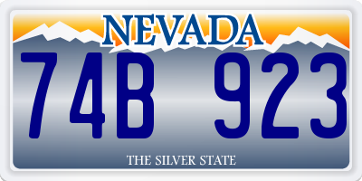 NV license plate 74B923