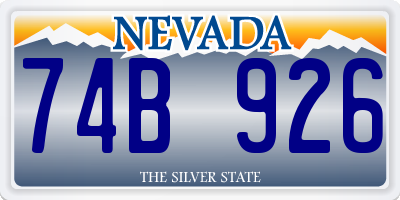 NV license plate 74B926