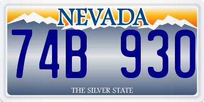 NV license plate 74B930