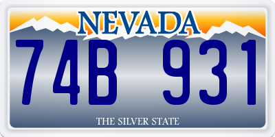 NV license plate 74B931