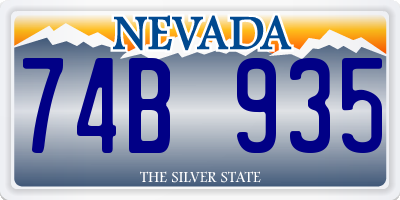 NV license plate 74B935