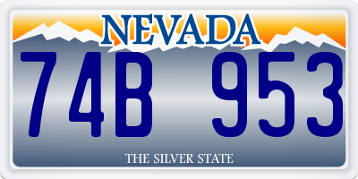 NV license plate 74B953