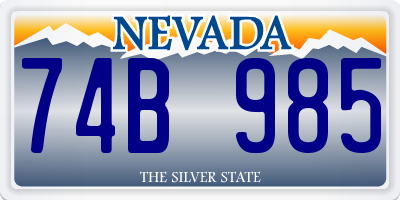NV license plate 74B985