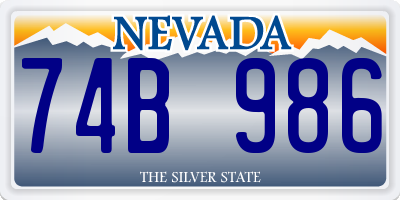 NV license plate 74B986