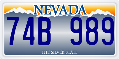 NV license plate 74B989