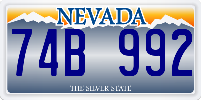 NV license plate 74B992
