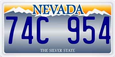 NV license plate 74C954