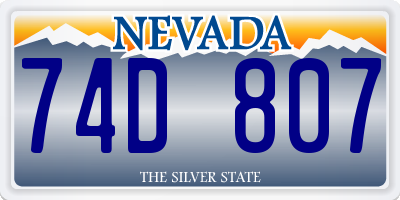 NV license plate 74D807