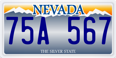 NV license plate 75A567