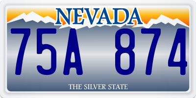 NV license plate 75A874