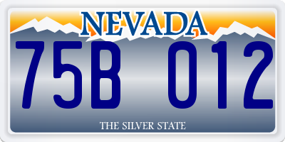 NV license plate 75B012