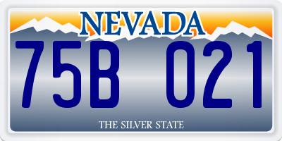 NV license plate 75B021