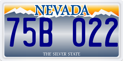 NV license plate 75B022
