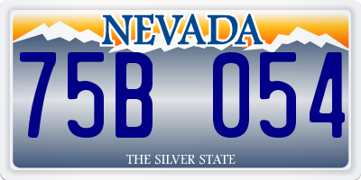 NV license plate 75B054