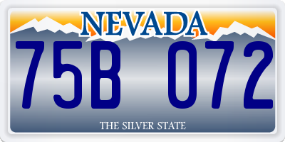 NV license plate 75B072