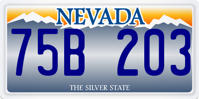 NV license plate 75B203