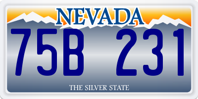 NV license plate 75B231