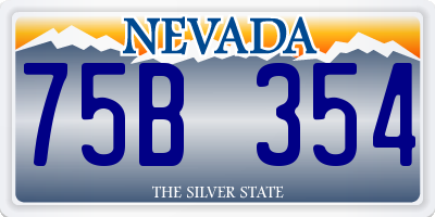 NV license plate 75B354