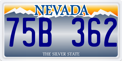 NV license plate 75B362