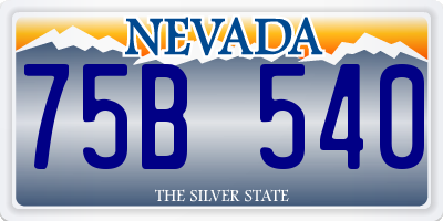 NV license plate 75B540