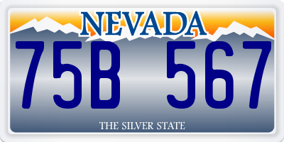 NV license plate 75B567