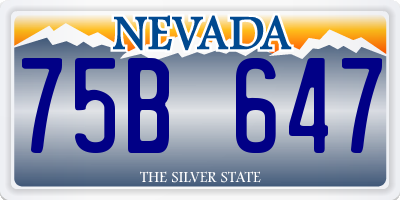 NV license plate 75B647