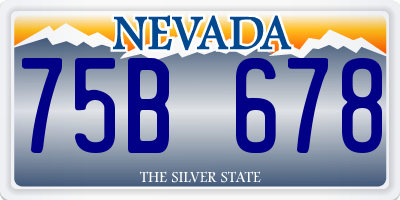 NV license plate 75B678