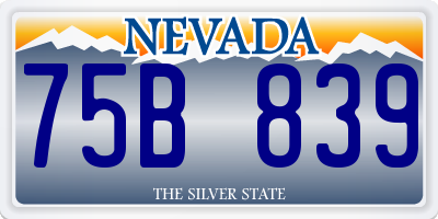 NV license plate 75B839