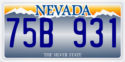 NV license plate 75B931