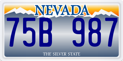 NV license plate 75B987