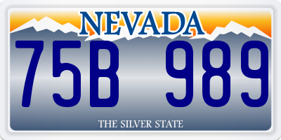 NV license plate 75B989