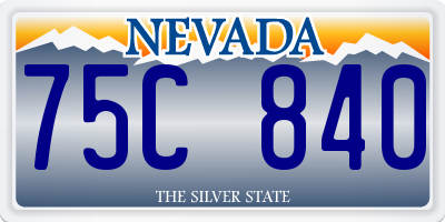 NV license plate 75C840