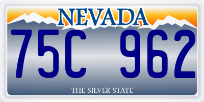 NV license plate 75C962