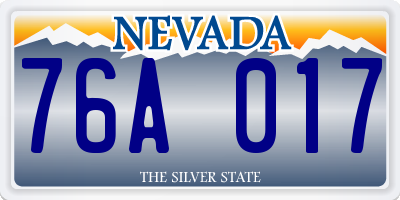 NV license plate 76A017