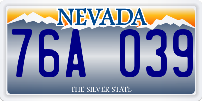 NV license plate 76A039