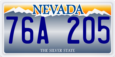 NV license plate 76A205