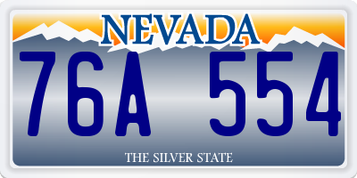 NV license plate 76A554