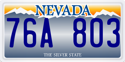 NV license plate 76A803