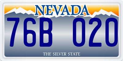 NV license plate 76B020