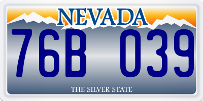 NV license plate 76B039