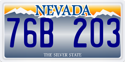 NV license plate 76B203