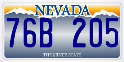 NV license plate 76B205