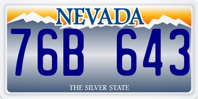 NV license plate 76B643