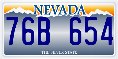NV license plate 76B654