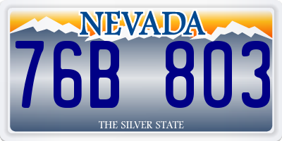 NV license plate 76B803